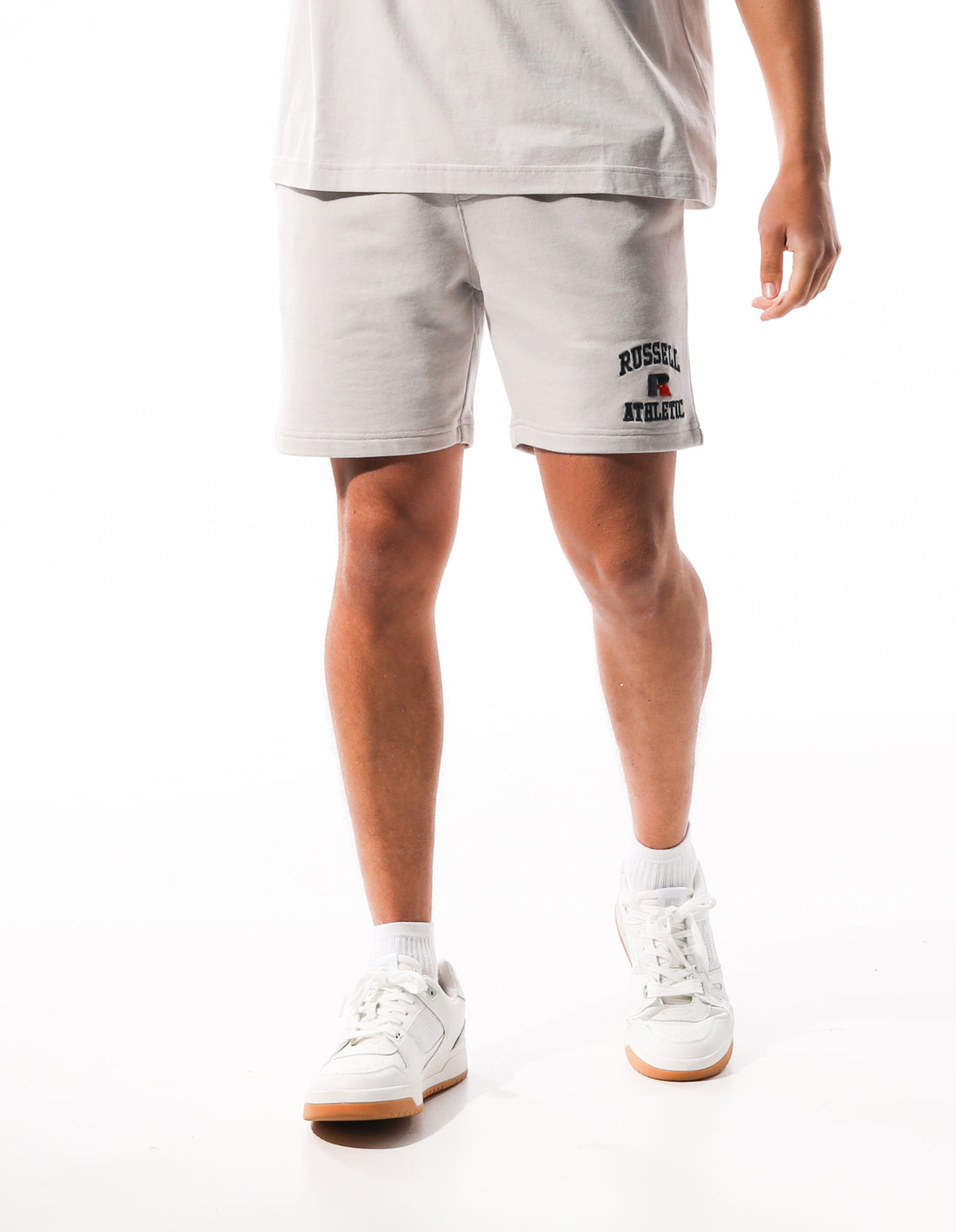 White Russell Athletic Arch Logo Track Men Shorts | 47XIRHENS