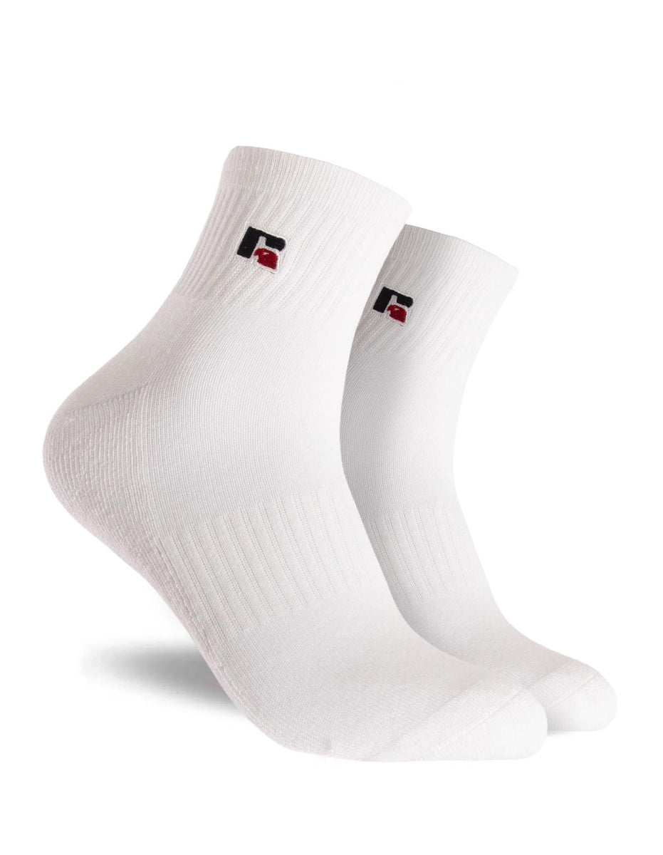 White Russell Athletic Essential Quarter 3 Pack Accessories Socks | 53YOWLKDT