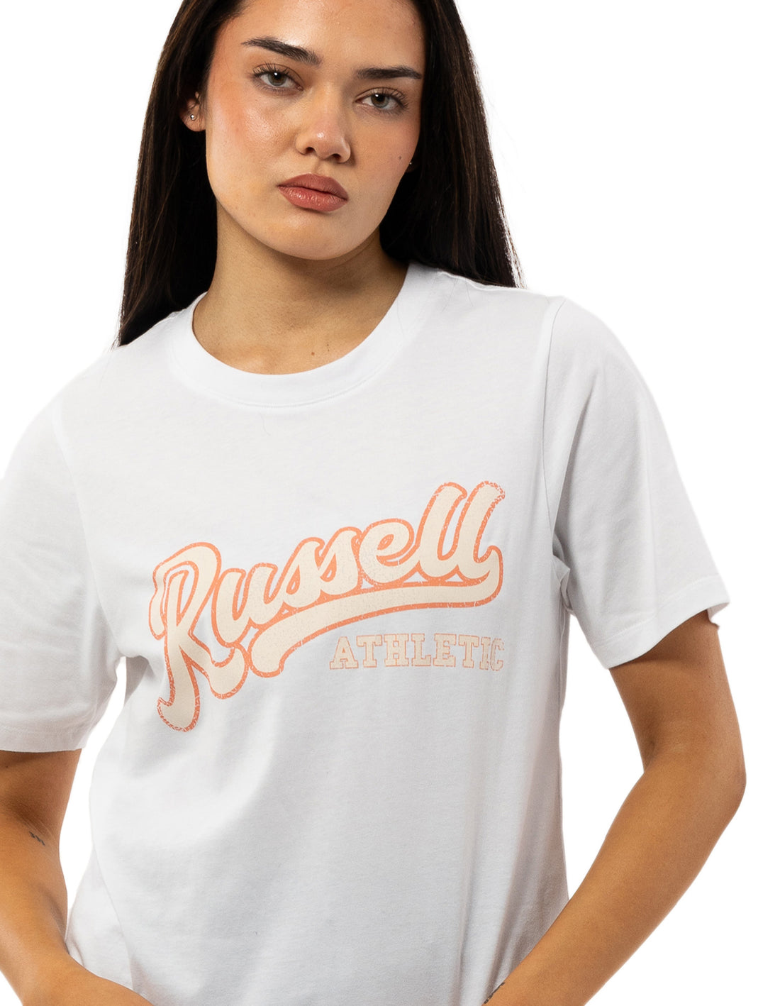 White Russell Athletic Groupie Women T Shirts | 87OPCSENG