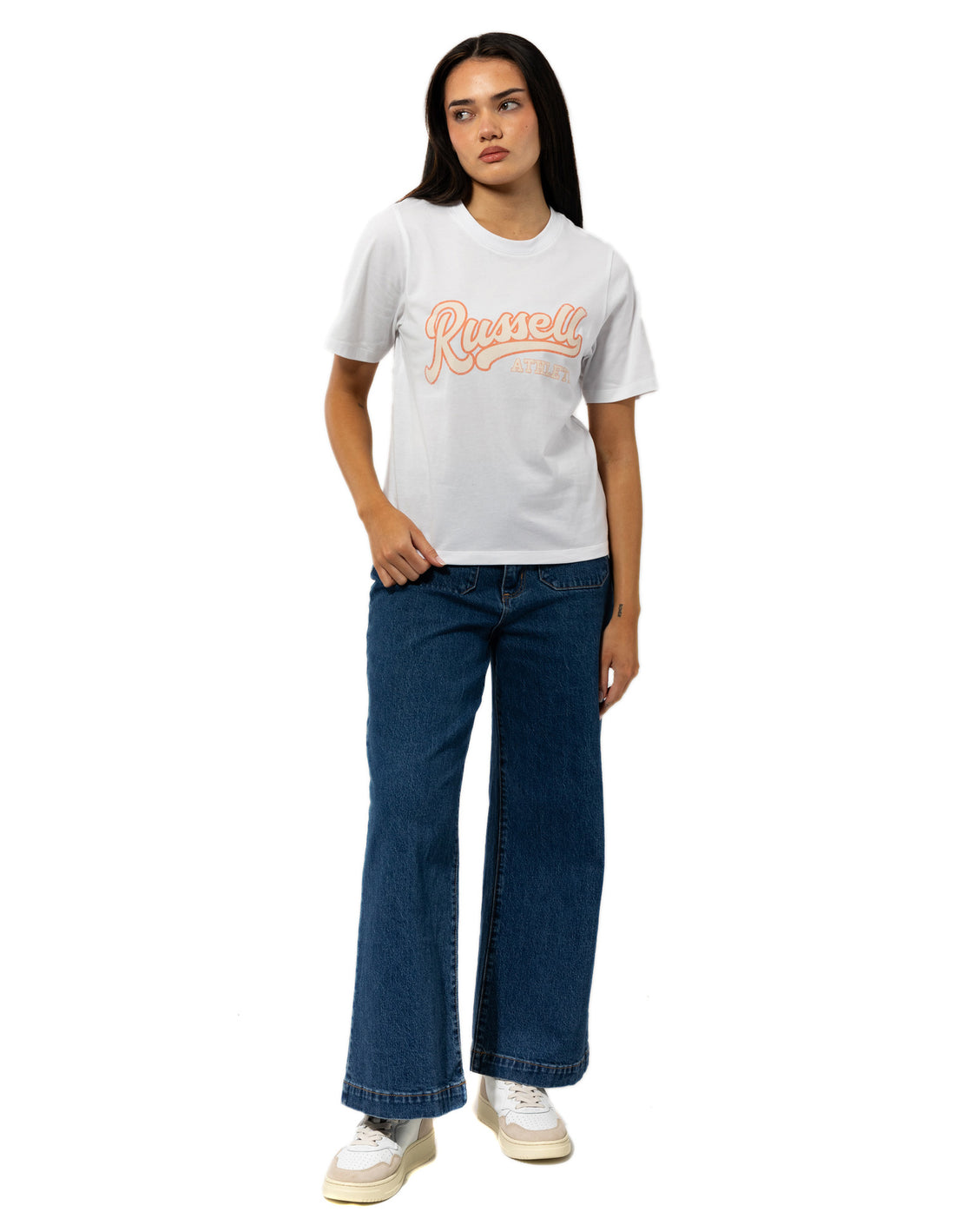 White Russell Athletic Groupie Women T Shirts | 87OPCSENG