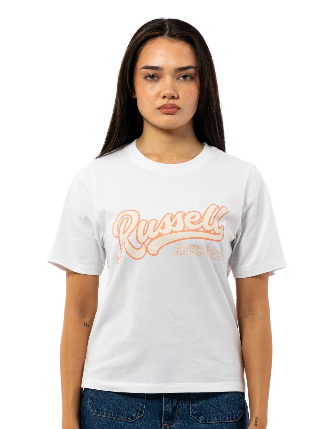 White Russell Athletic Groupie Women T Shirts | 87OPCSENG