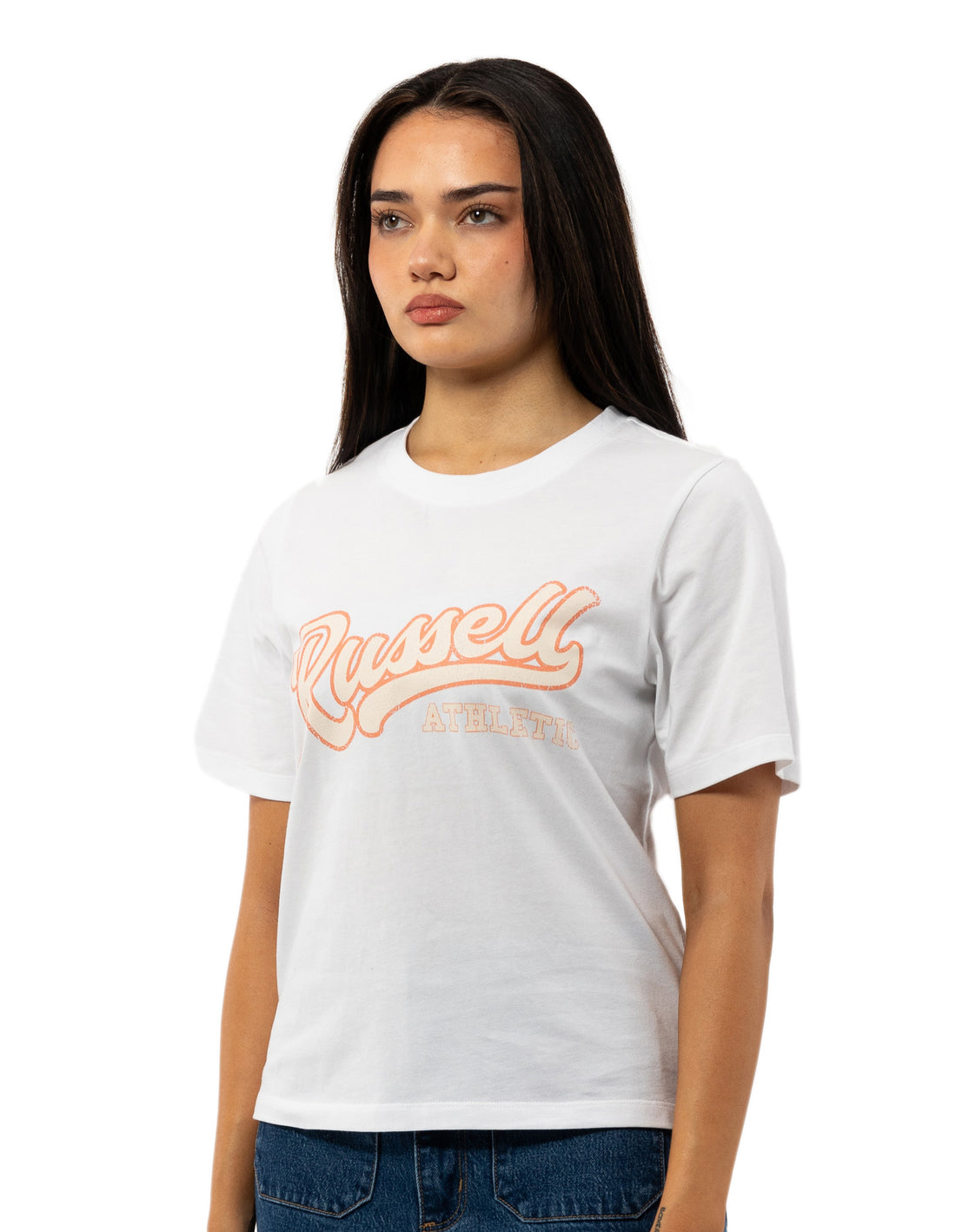 White Russell Athletic Groupie Women T Shirts | 87OPCSENG