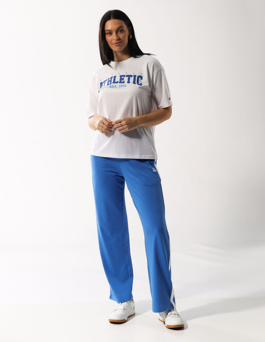 White Russell Athletic Halston Oversize Women T Shirts | 76IETMJKR