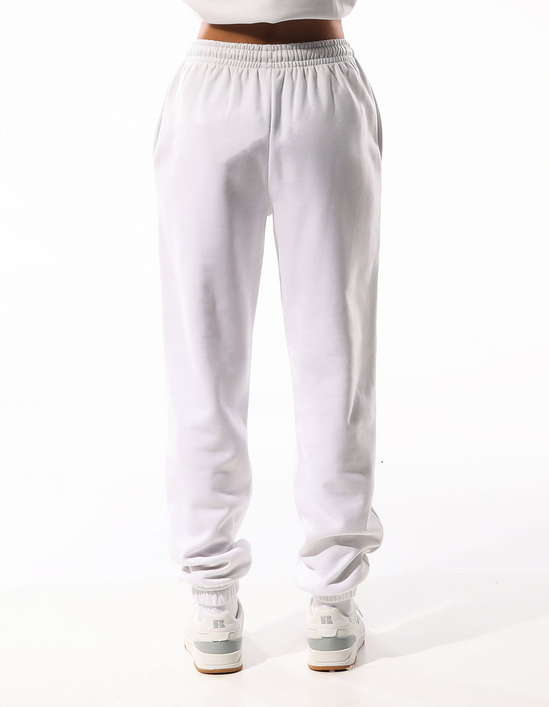 White Russell Athletic R Logo Women Track pants | 15PLFKYSW