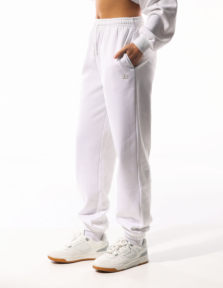 White Russell Athletic R Logo Women Track pants | 15PLFKYSW